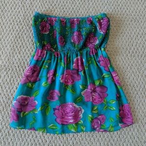 Betsey Johnson sheer floral strapless top